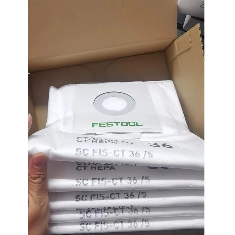 FESTOOL Self-Clean HEPA Filter Bags for 36 CTL CTM Dust Extractors – 5-Pack