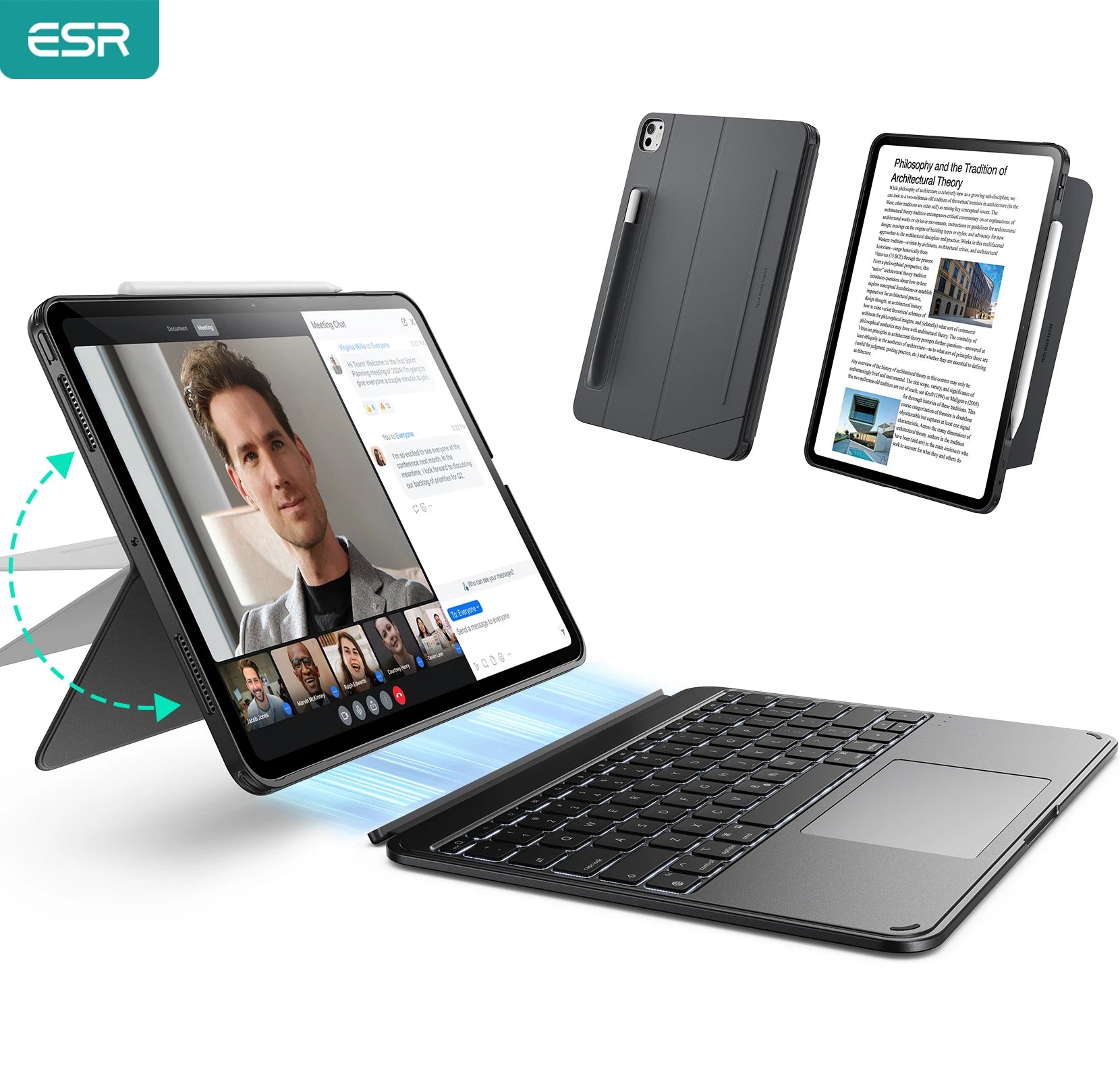 ESR Shift Keyboard Case for iPad Pro & Air - Ergonomic & Detachable