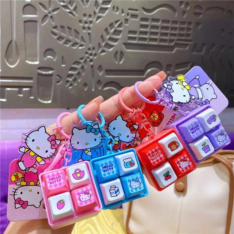 Kawaii LED Light Fidget Toy Keychain - Cute Stress Relief Pendant