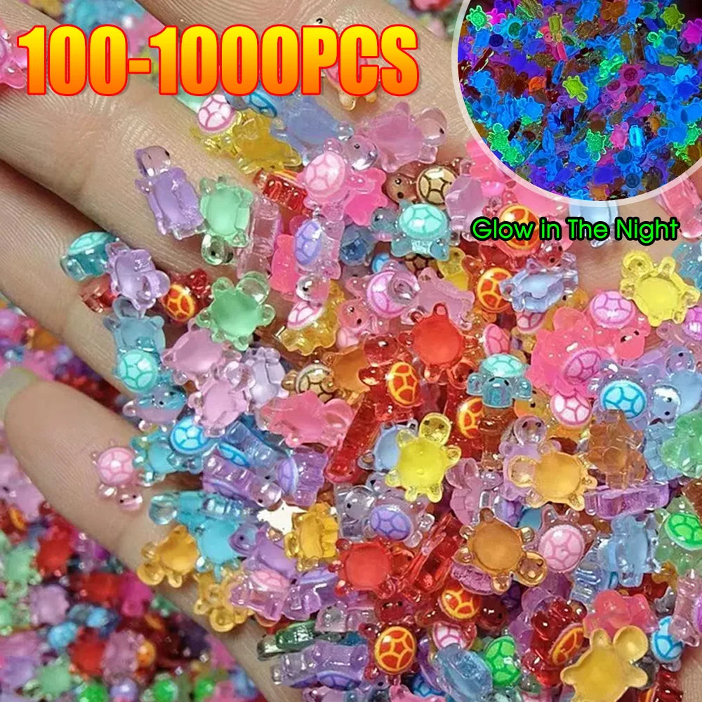 Vibrant Mini Resin Turtles - Glow in the Dark Figurines for Decor