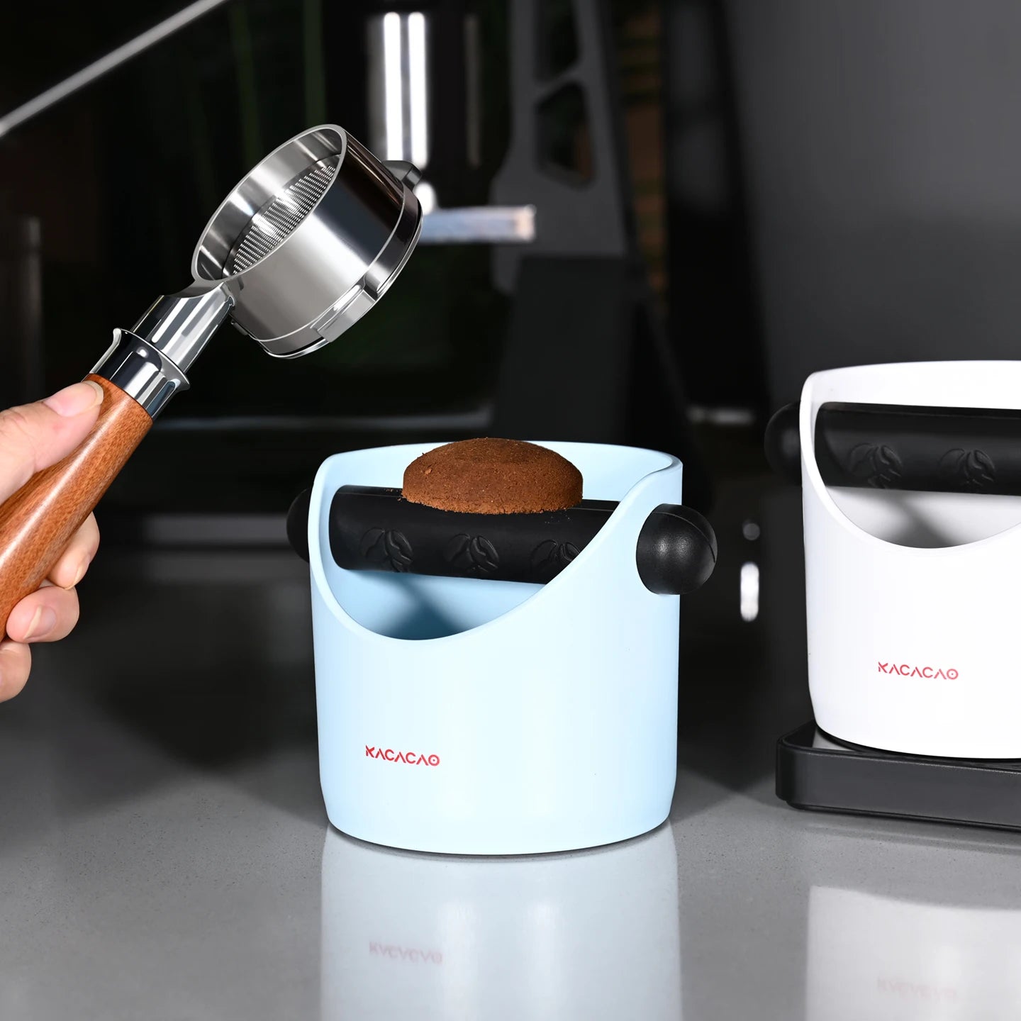 KACACAO Coffee Knock Box with Removable Waste Bin & Anti-Slip Pads