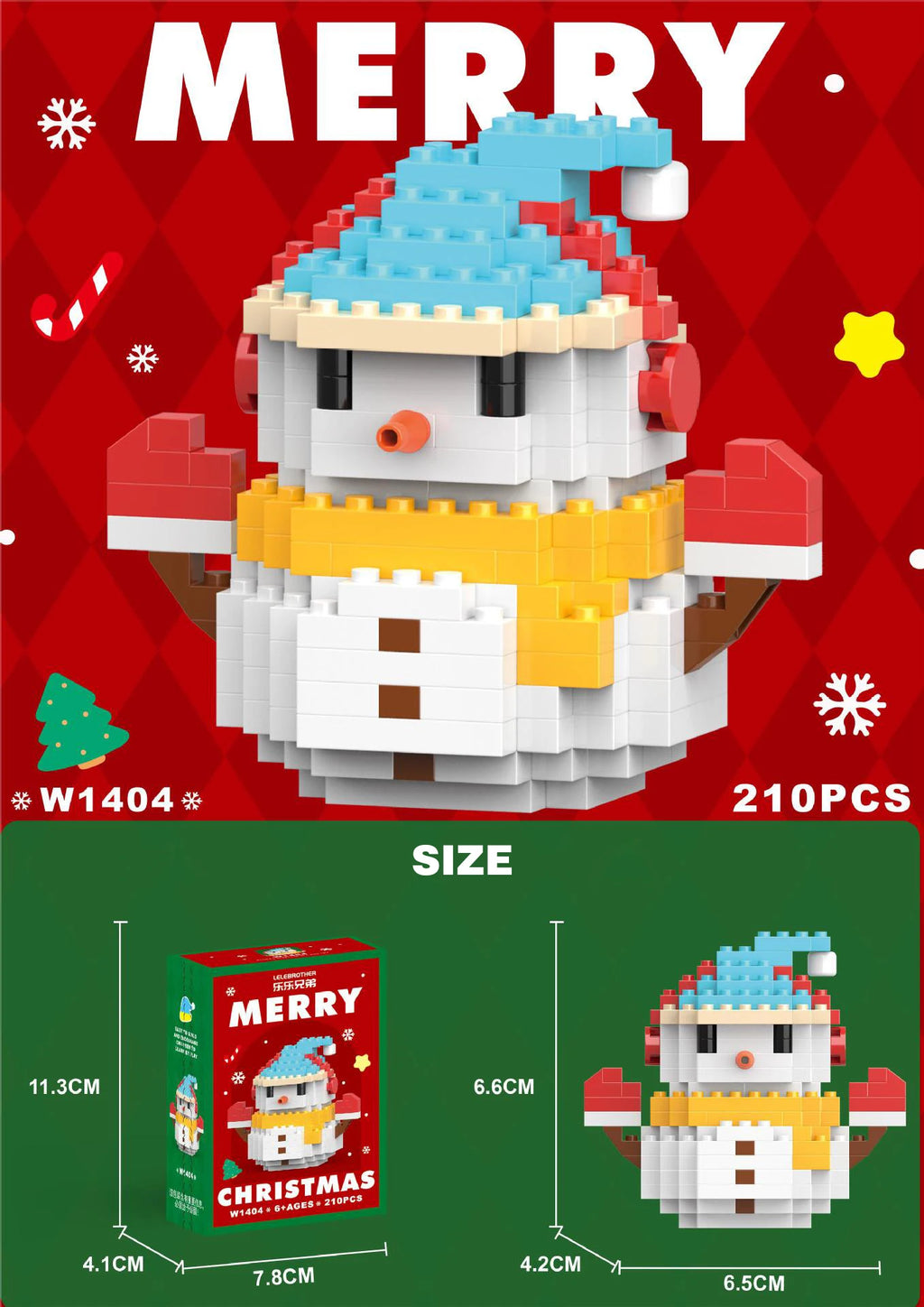 Festive Christmas Micro Brick Set - Santa, Snowman, Reindeer & Tree