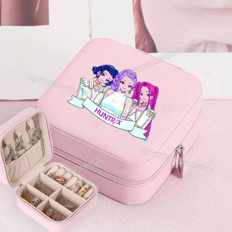 KPOP Jewelry Organizer Box - Stylish Travel Storage for Earrings & Necklaces