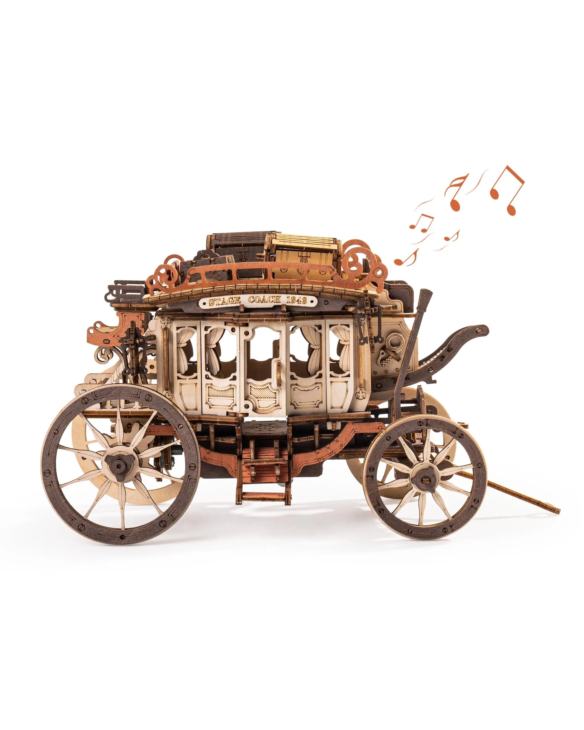 Robotime Stagecoach Music Box 3D Wooden Puzzle - Unique Gift & Hobby