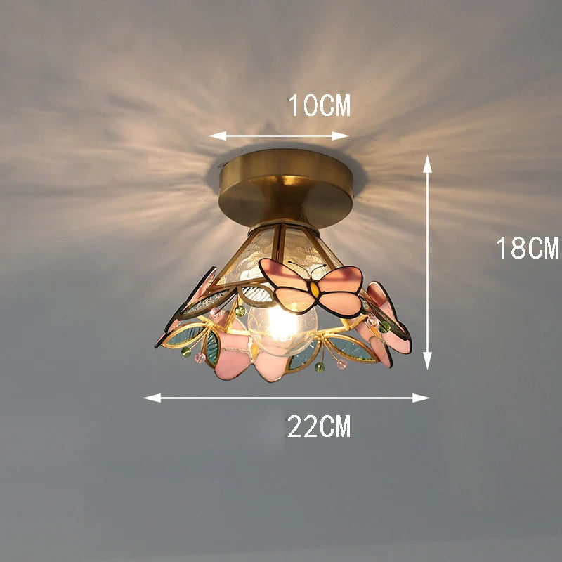Butterfly Glass Copper LED Pendant Lamp for Modern Indoor Decor