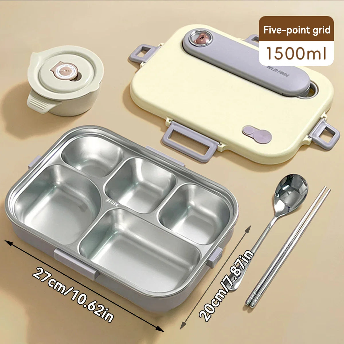 WORTHBUY Eco-Friendly Stainless Steel Bento Box - Microwave Safe