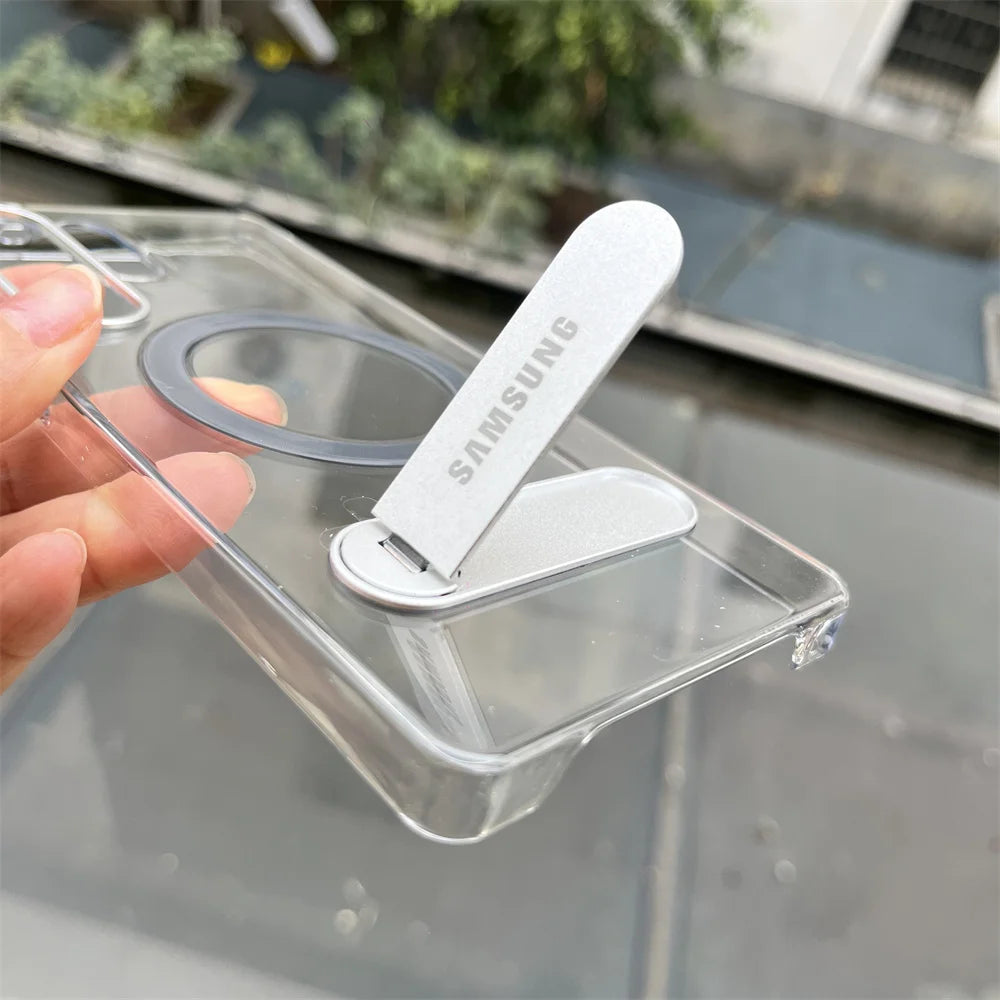 Samsung Clear Magnetic Phone Case with Kickstand for Galaxy S26/S25
