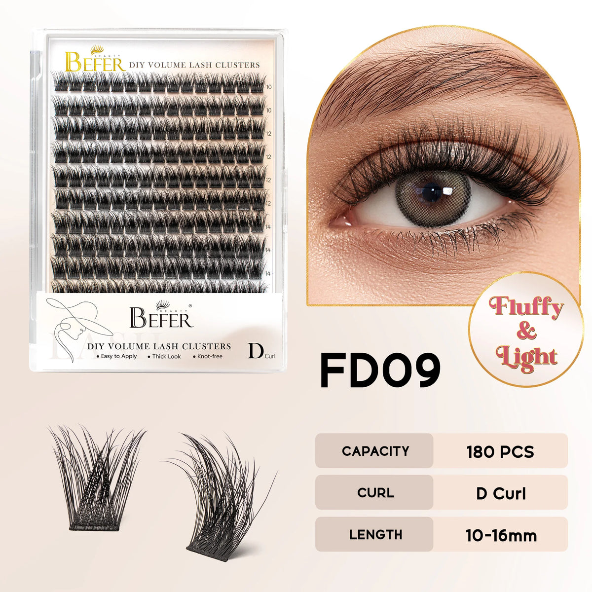 BEFER DIY Cluster Lashes - Natural Volume False Eyelash Extensions