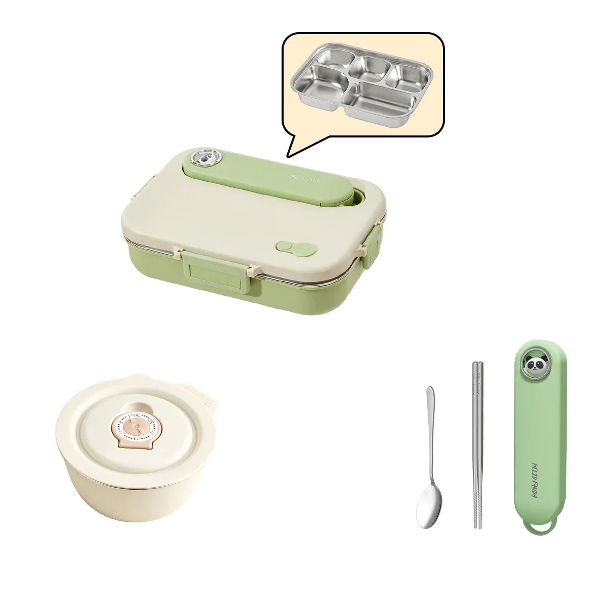 WORTHBUY Eco-Friendly Stainless Steel Bento Box - Microwave Safe