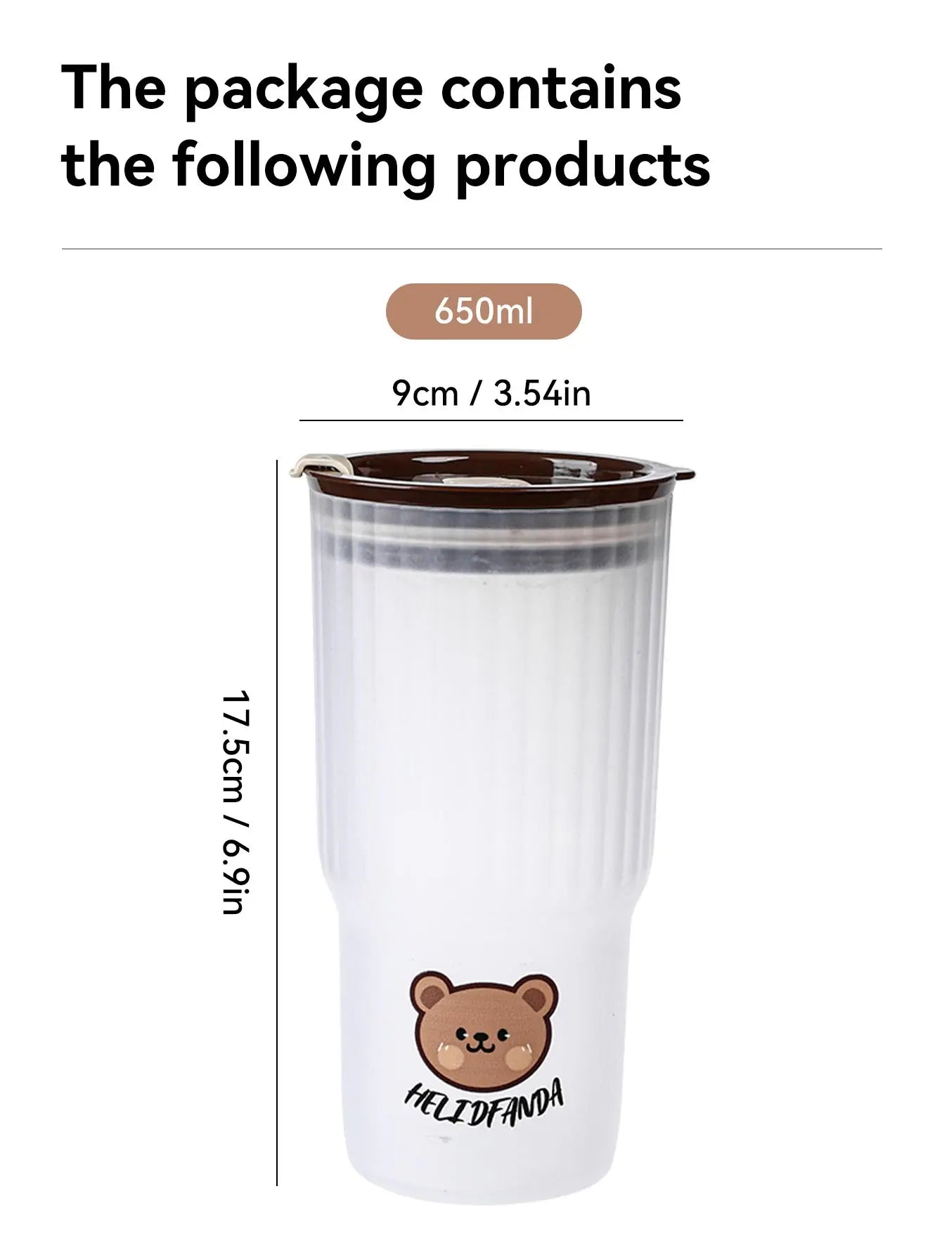 Cute Bear Large Capacity Water Bottle – Leak-Proof Tumbler