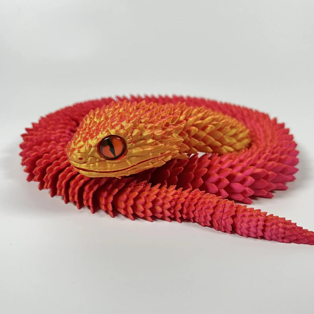 Glowing 3D Printed Viper Decoration with Movable Joints - 63cm