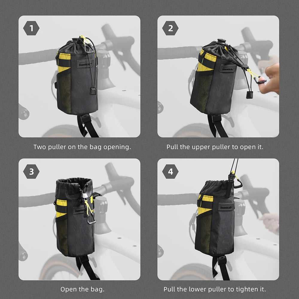 Rhinowalk Waterproof Bicycle Water Bottle Bag - Insulated Handlebar Pouch