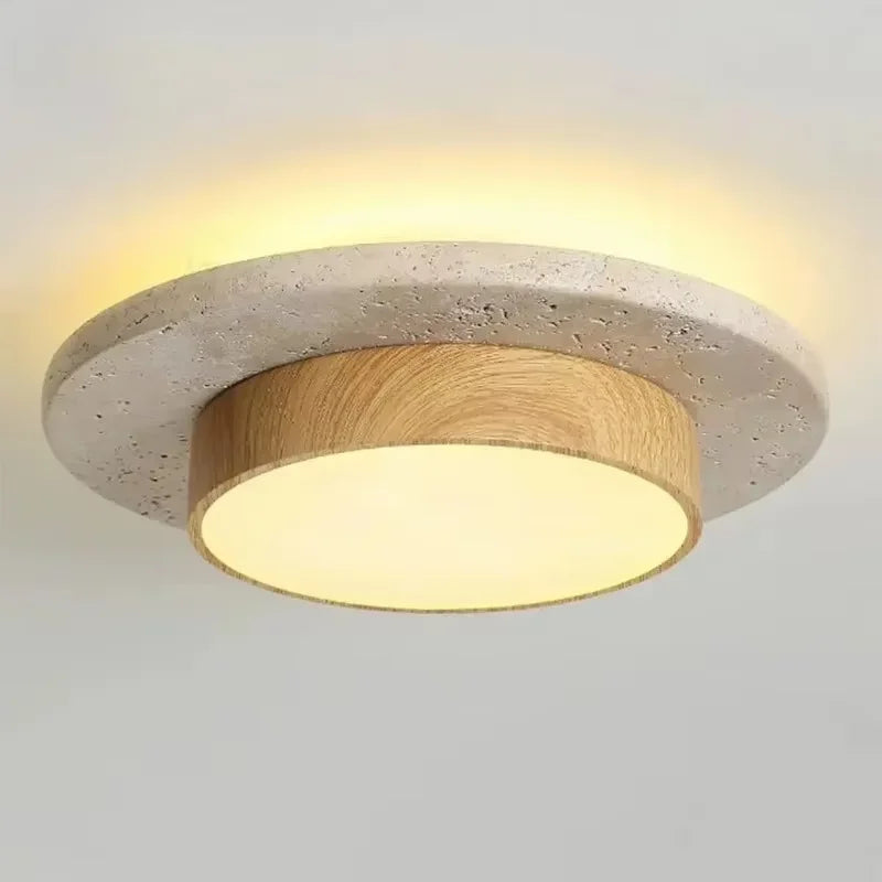 Wabi Sabi Travertine LED Ceiling Lamp - Retro Natural Stone Beauty
