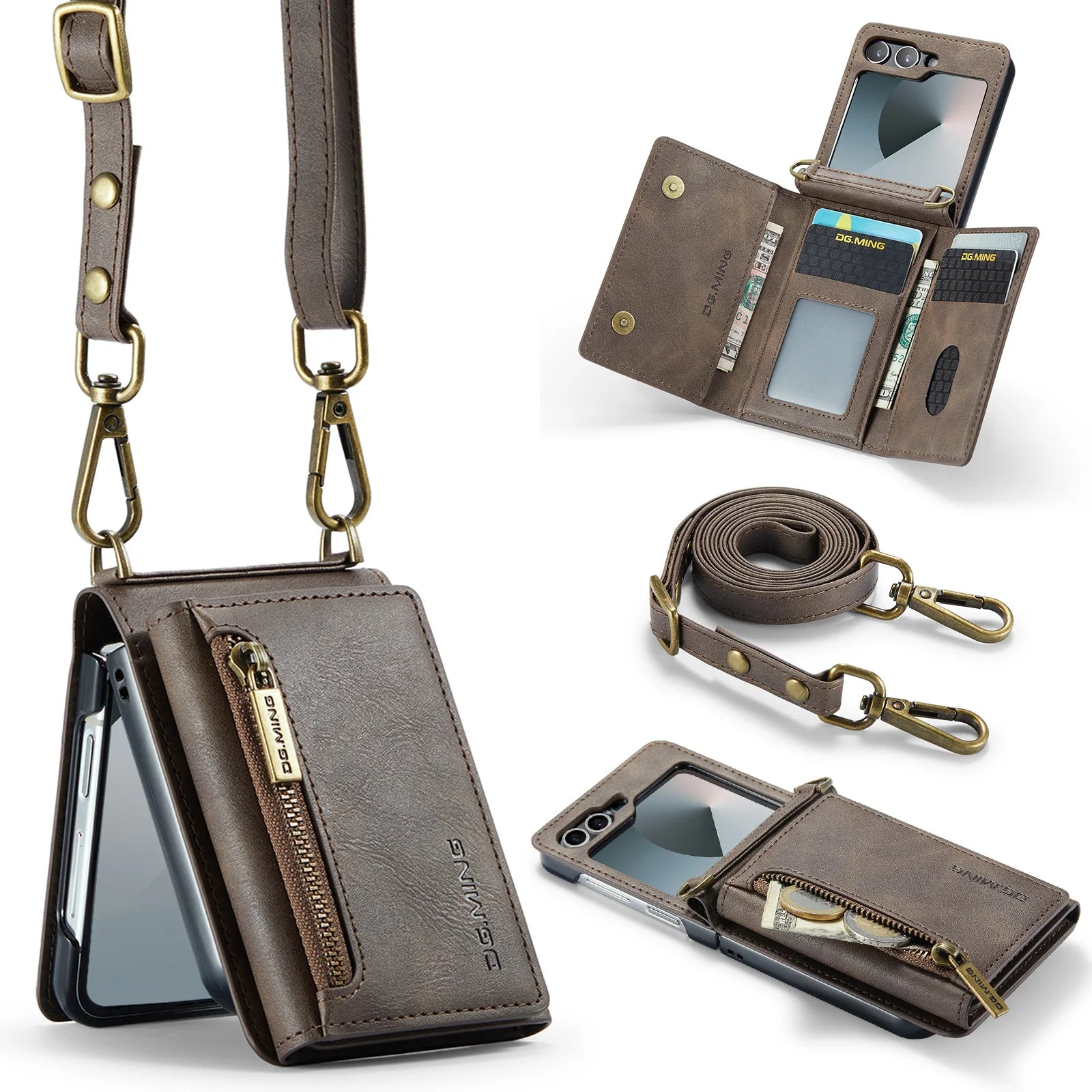 Luxury Leather Flip Wallet Case for Samsung Galaxy Z Flip Series