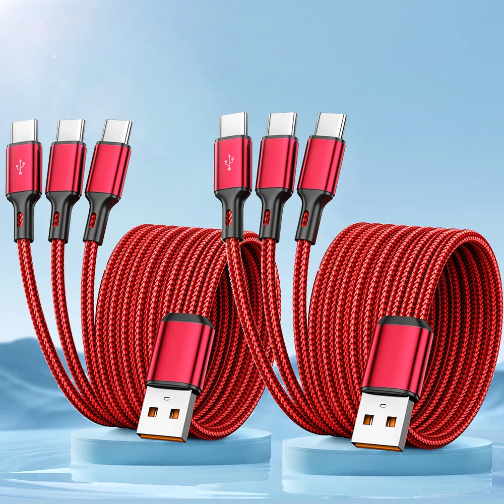 3-in-1 USB-C 100W Fast Charging Data Cable for Samsung & Xiaomi