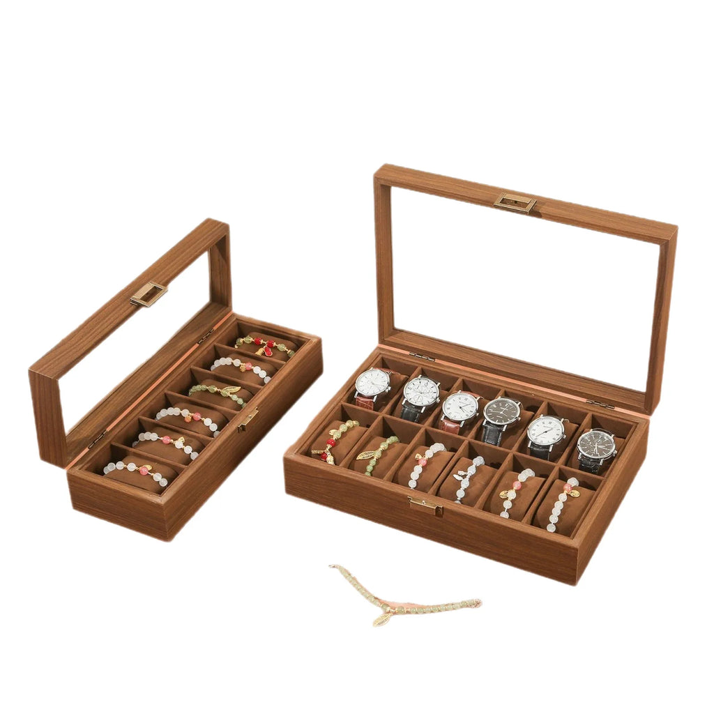 Elegant Wooden Jewelry & Watch Storage Box for Couples