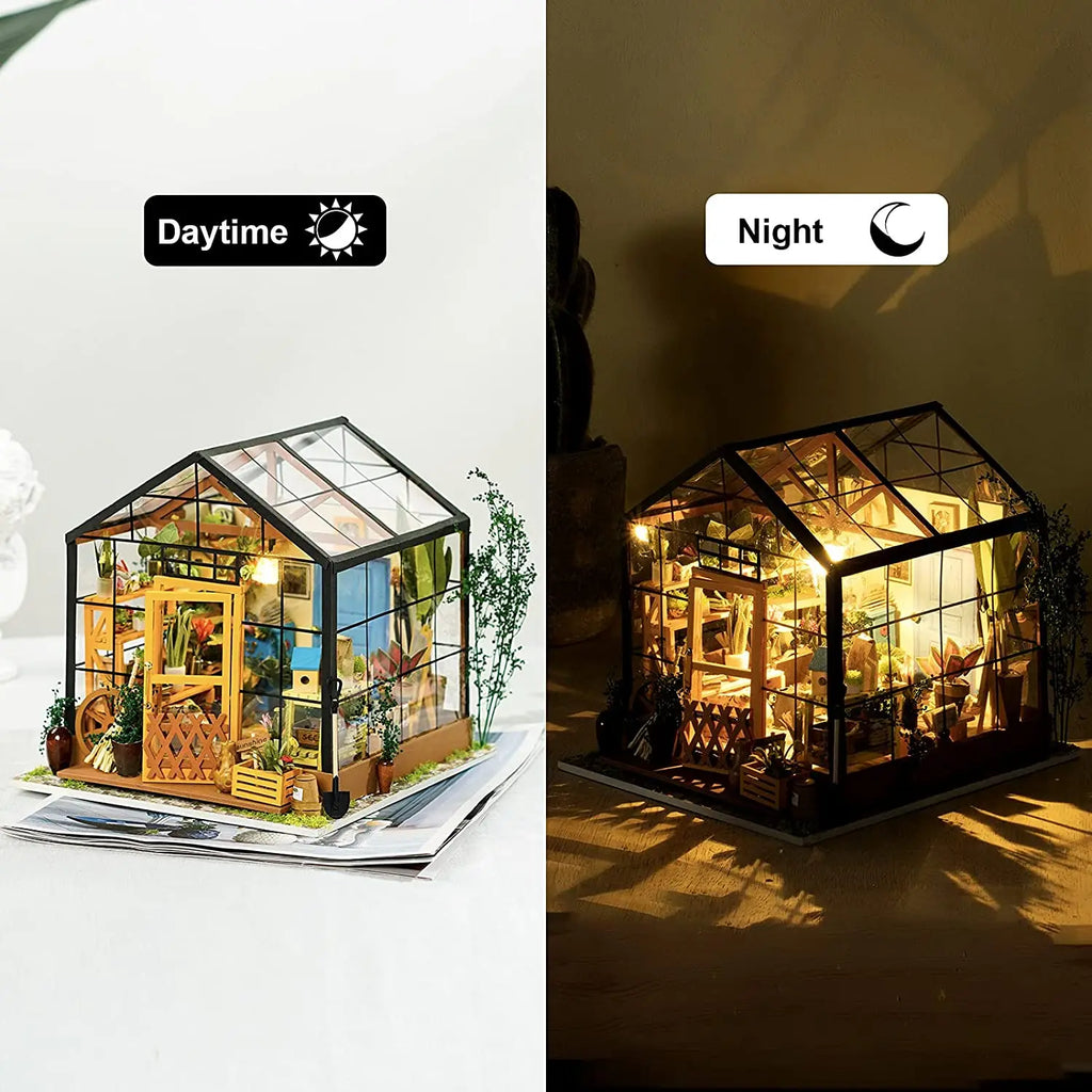 Robotime Green DIY Dollhouse Kit - Engaging Miniature Art Project