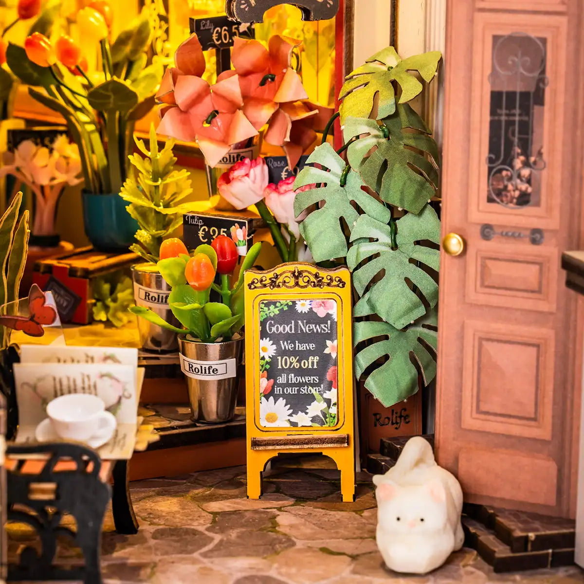 Robotime Rolife Floral Corner Book Nook - DIY 3D Wooden Model