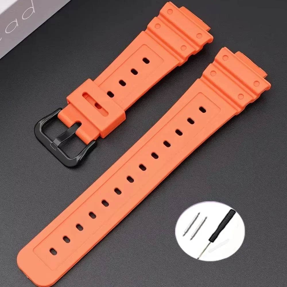 16mm Waterproof Silicone Watch Strap for Casio Models | Silver Buckle
