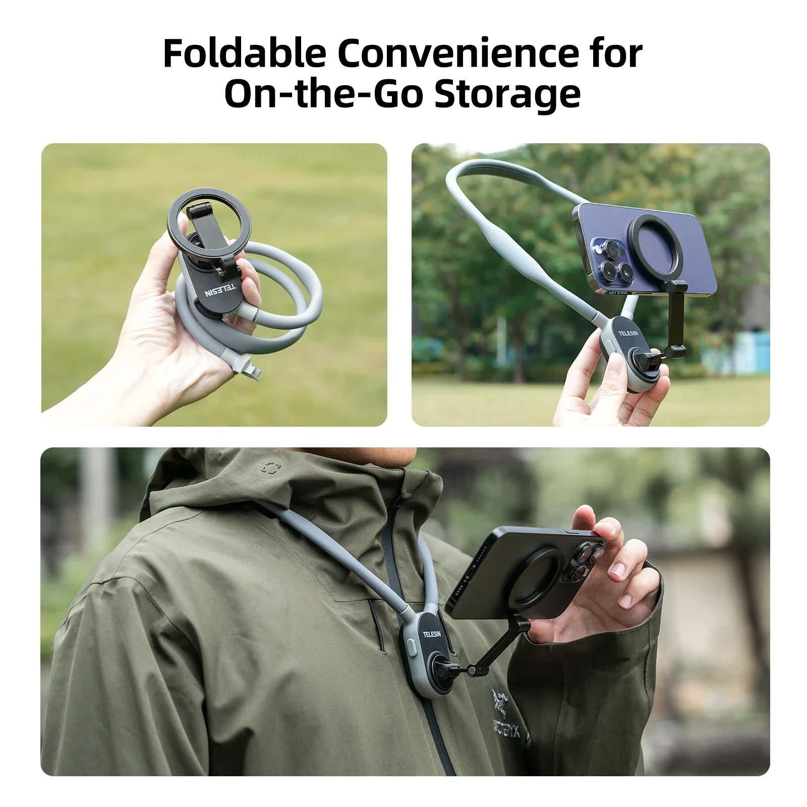 TELESIN Magnetic Neck Mount for iPhone & Android - Quick Release Accessory