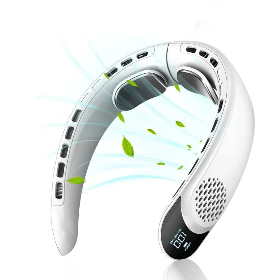 Rechargeable Neck Fan with 4000mAh Battery & LED Display - Stay Cool
