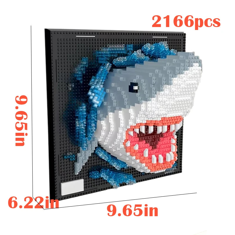 3D Micro Animal Blocks for Creative Wall Art - Sharks & Eagles DIY Kit