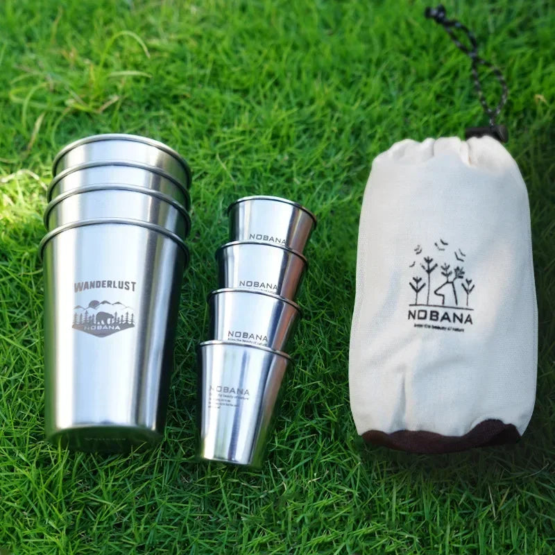 MOUNTAINHIKER 304 Stainless Steel Camping Cup Set - 4/6/8PCS Travel Cups
