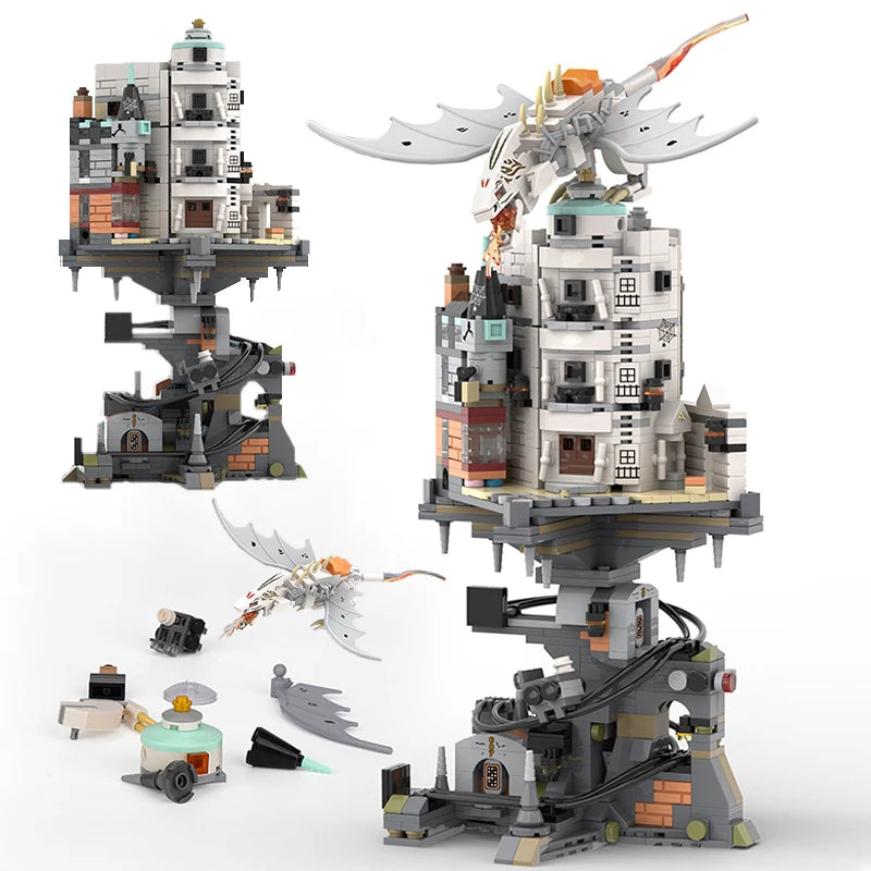 Enchanting Wizard Tower Dragon MOC Building Set - 1056 pcs