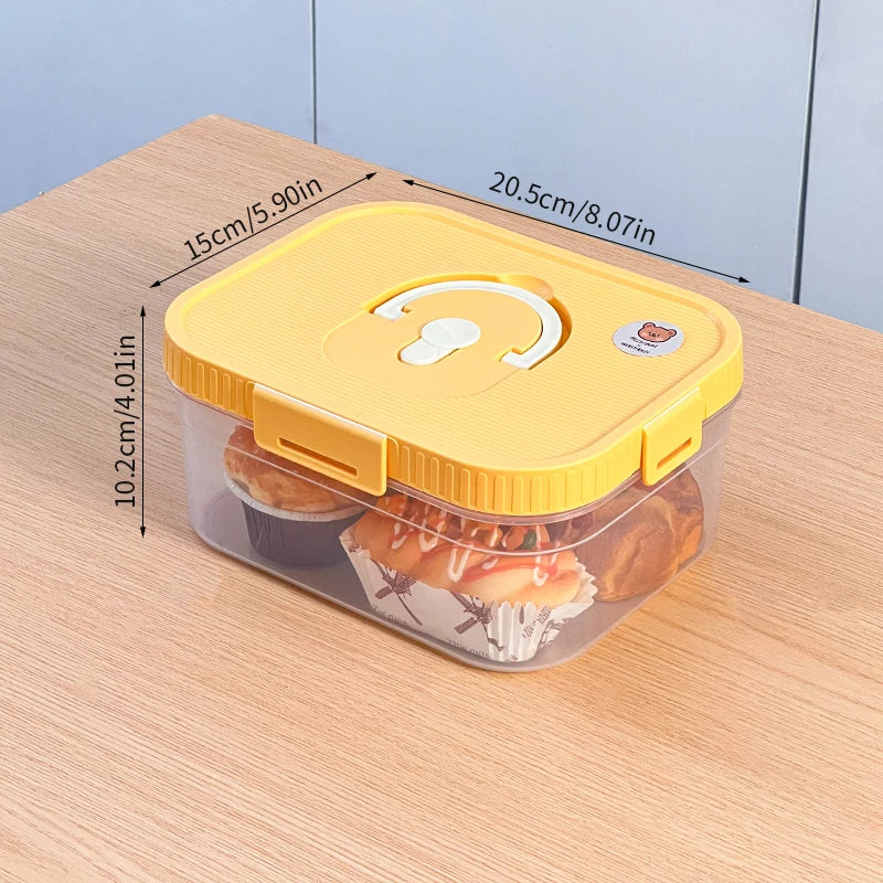 Airtight Plastic Bread Storage Box with Handle - Large Capacity