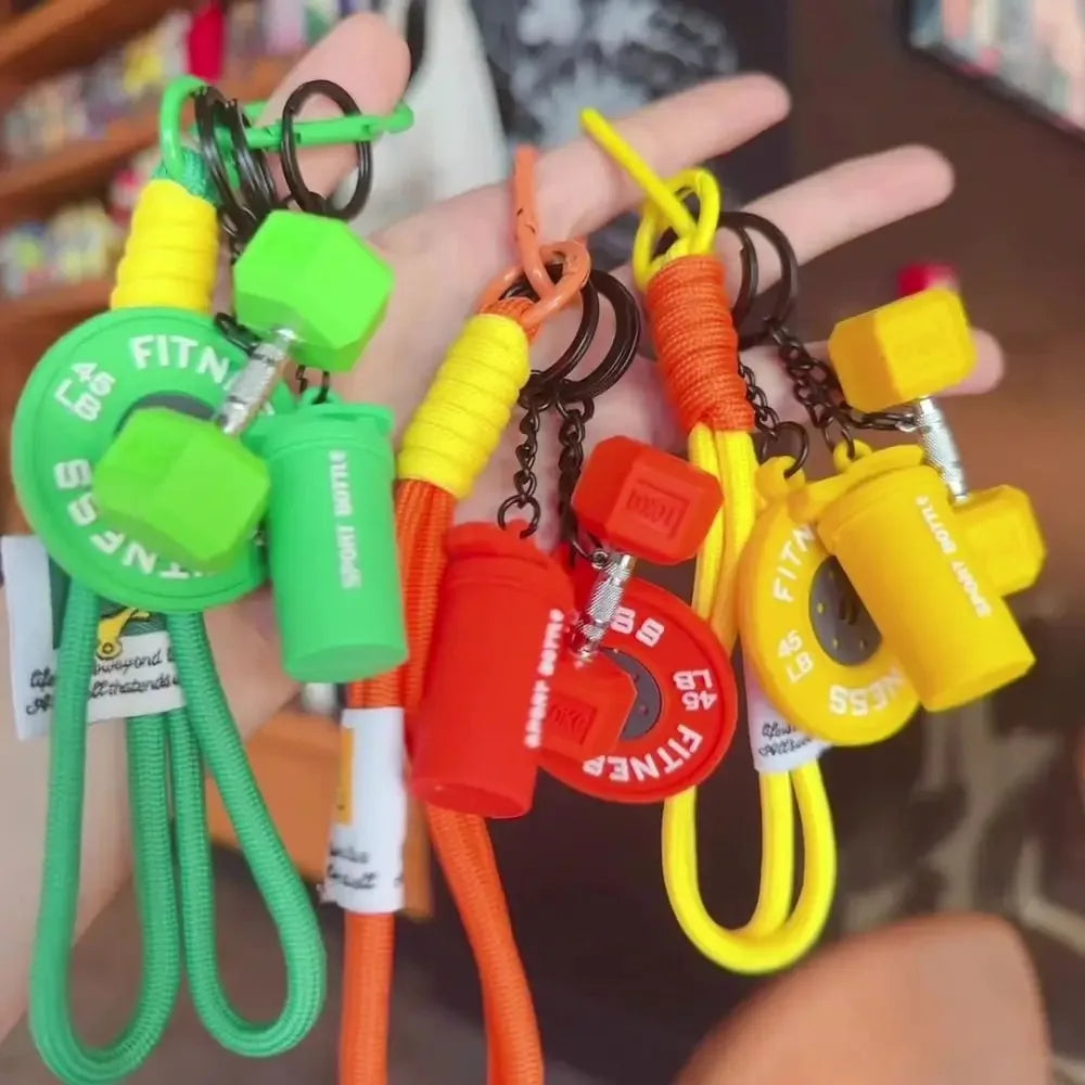 Mini Dumbbell Fitness Keychain - Hand-Woven Gym Lover Trinket
