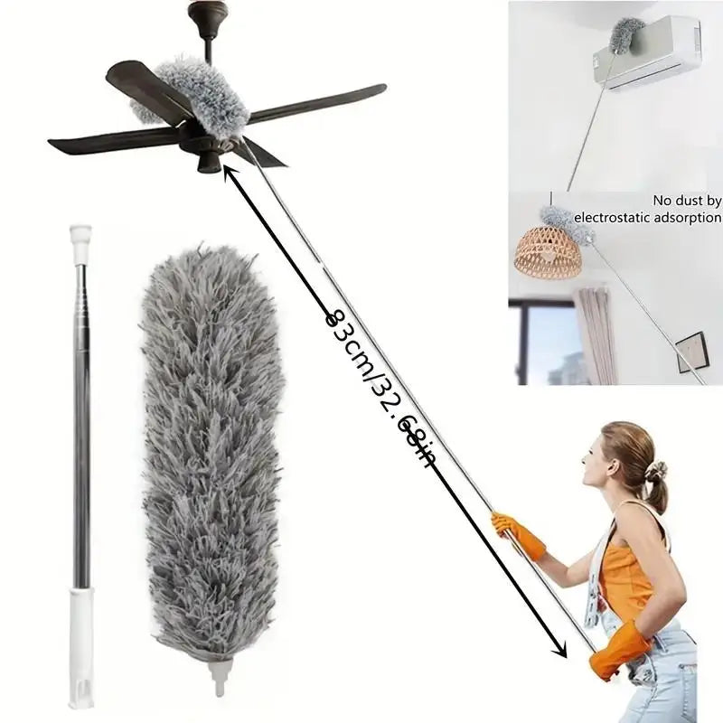 47" Extendable Microfiber Duster Pole - Washable & Versatile Cleaning Tool