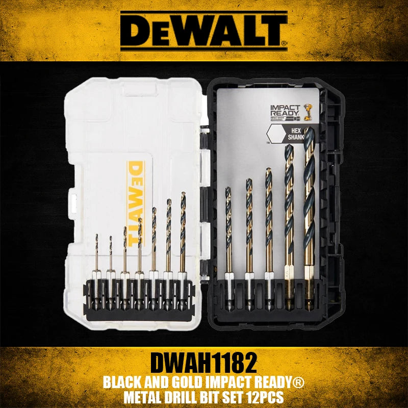 DEWALT 12-PC Black and Gold Metal Drill Bit Set - Impact Ready Performance