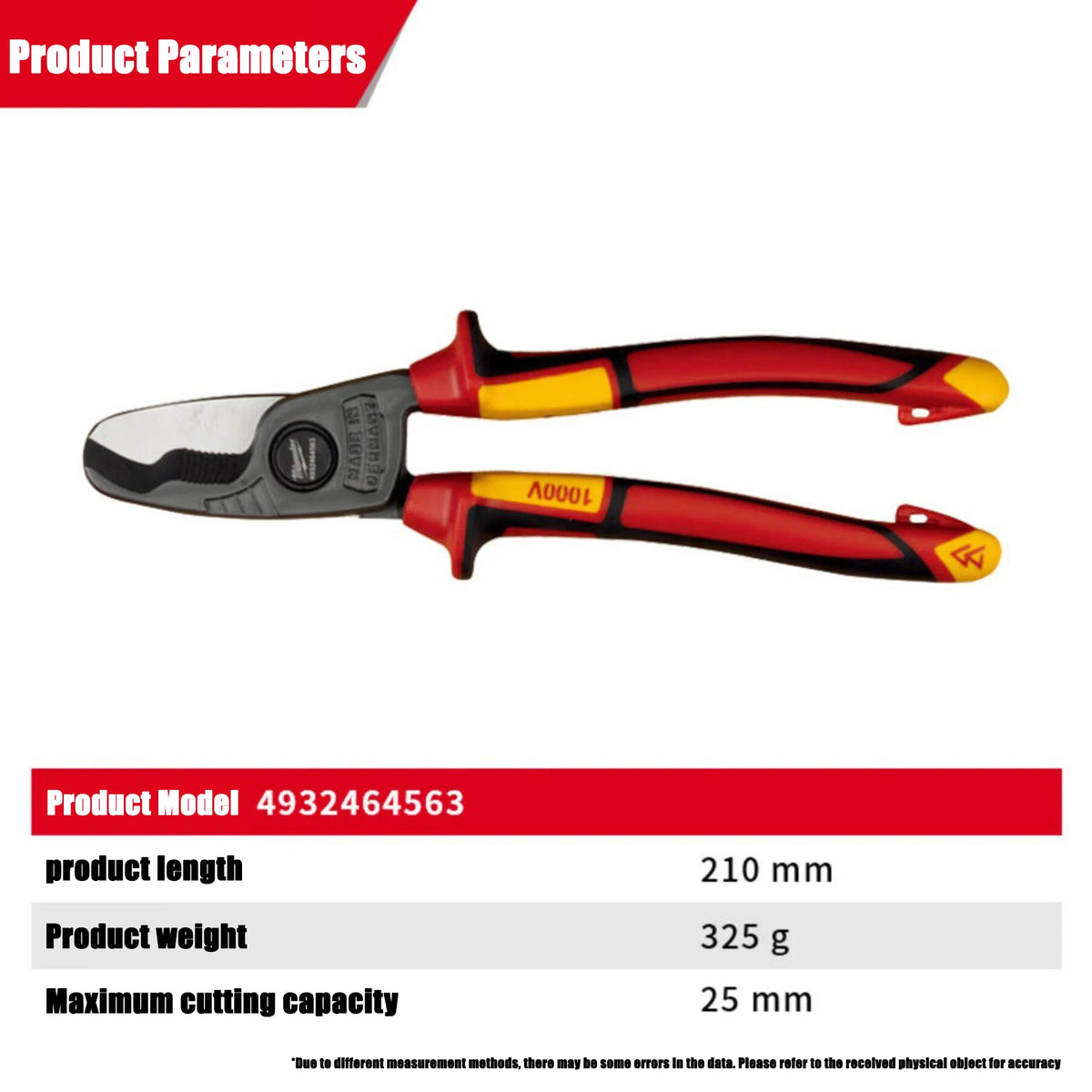 Milwaukee VDE Insulated Cable Cutting Pliers - 8-Inch Electrician Tool