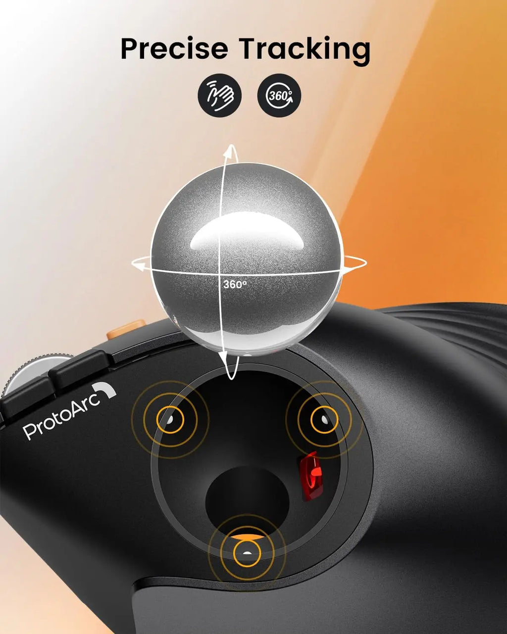 ProtoArc Ergonomic Vertical Trackball Mouse - Wireless & Rechargeable