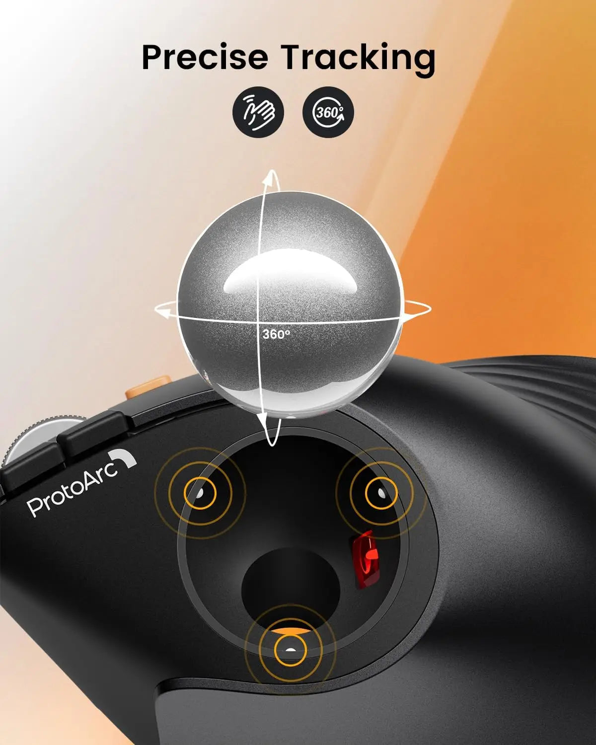 ProtoArc Ergonomic Vertical Trackball Mouse - Wireless & Rechargeable