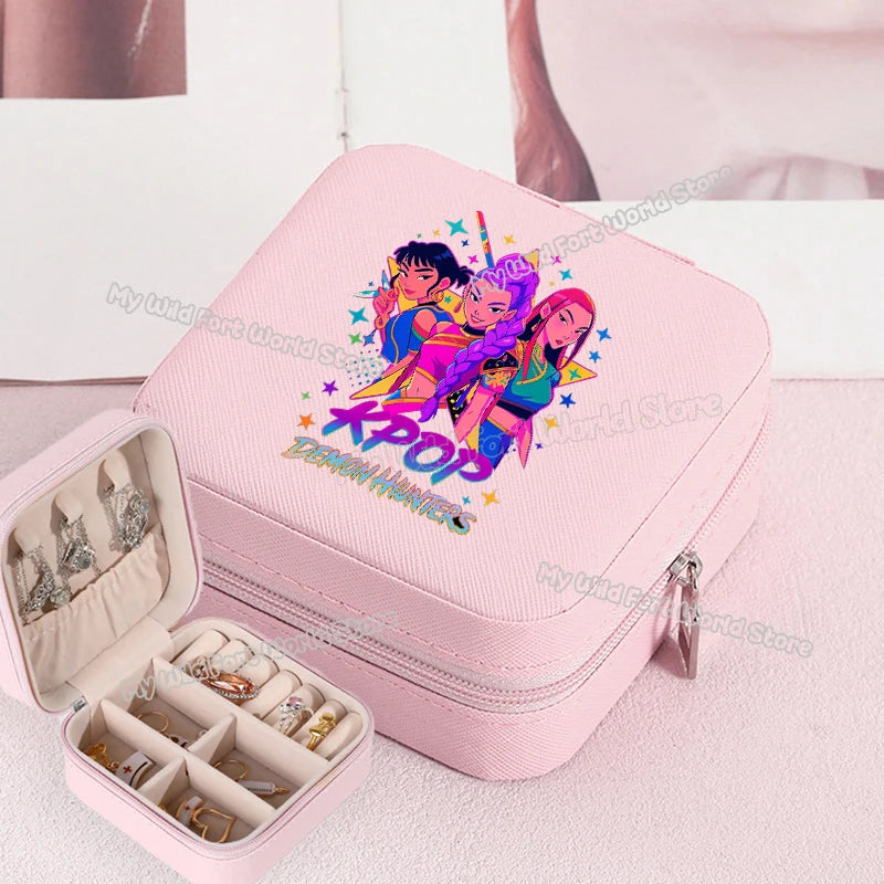 KPOP Jewelry Organizer Box - Stylish Travel Storage for Earrings & Necklaces