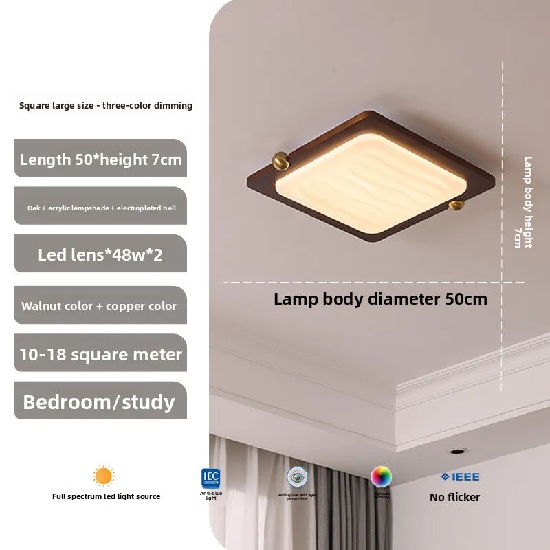Wabi-Sabi Walnut Wood Ceiling Light - Modern LED Eye Protection