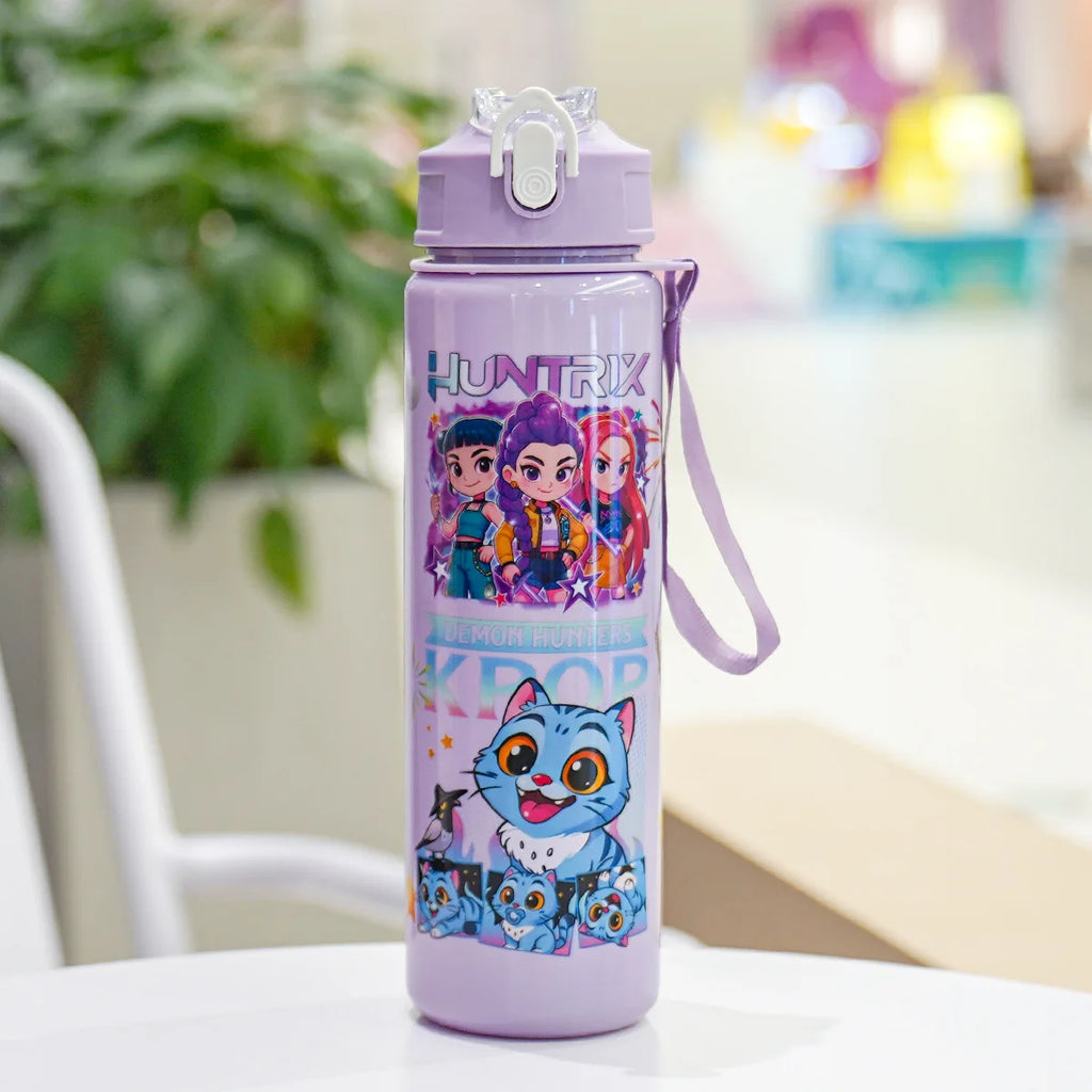 Cute 700ml Cartoon Print Water Cup with Straw - Perfect for Kids