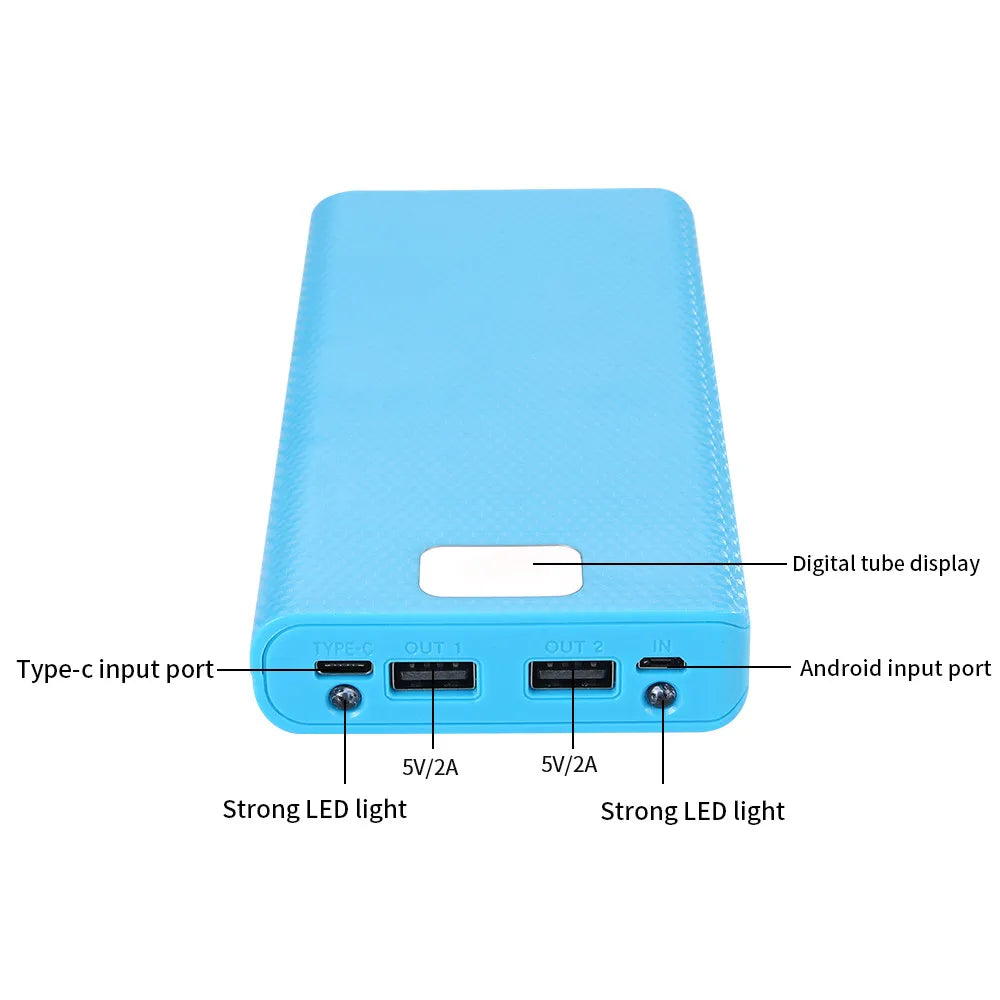 DIY 8-Slot 18650 Battery Power Bank Case with Fast Charge USB-C