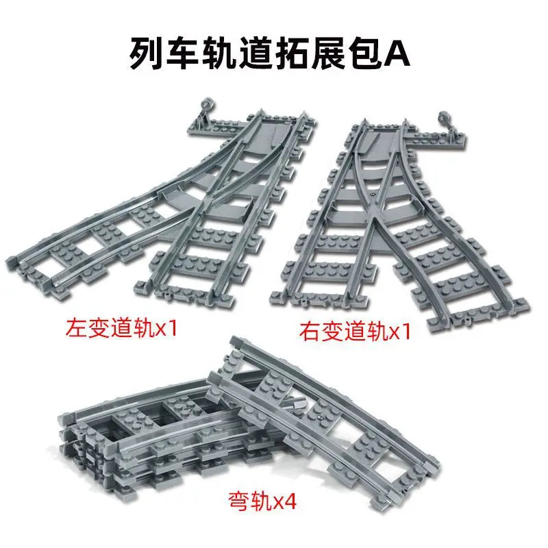 MOC City Train Tracks - Flexible Building Block Railway Set