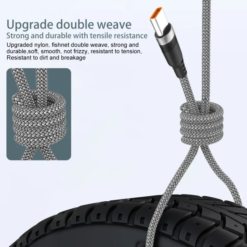 6A USB Type-C Fast Charge Cable - Quick Charging for iPhone & Android