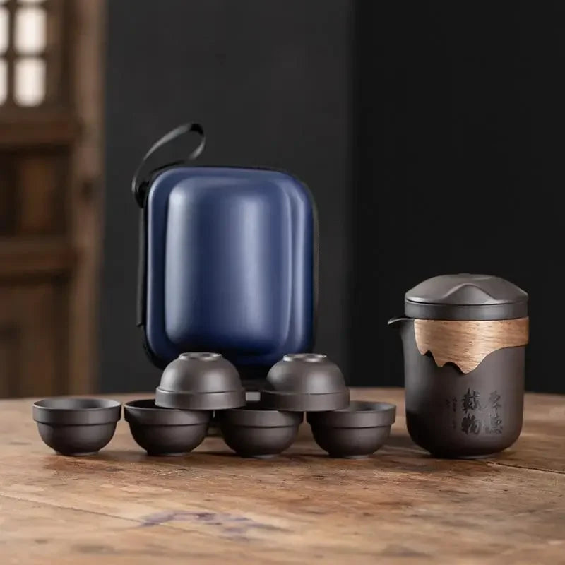 Portable Purple Clay Tea Set - Perfect for Outdoor Travel and Gifting