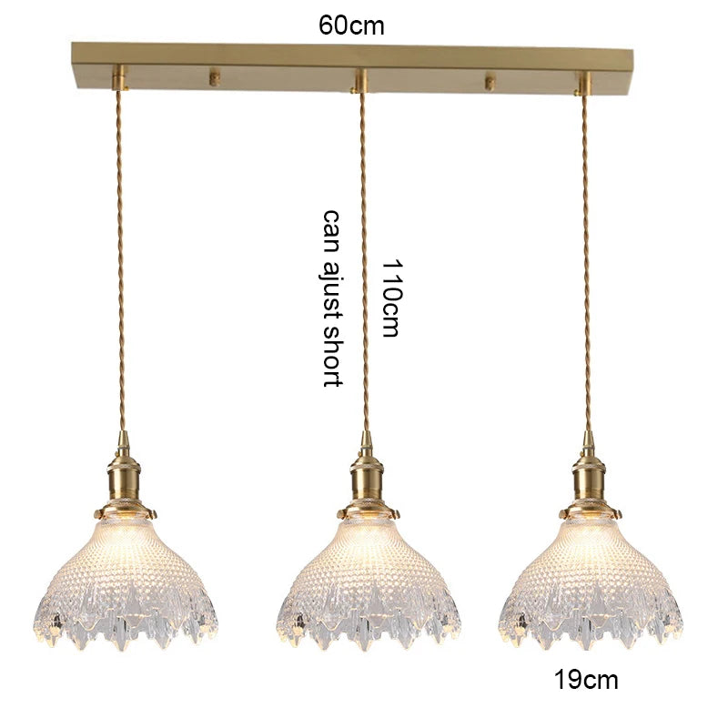 Elegant Copper Glass LED Pendant Lamp for Living Room & Kitchen