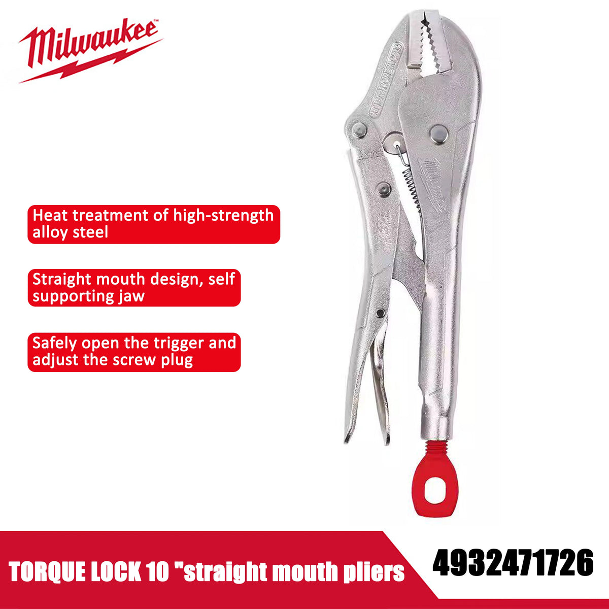 Milwaukee 10" Torque Lock Straight Jaw Locking Pliers - Durable & Ergonomic