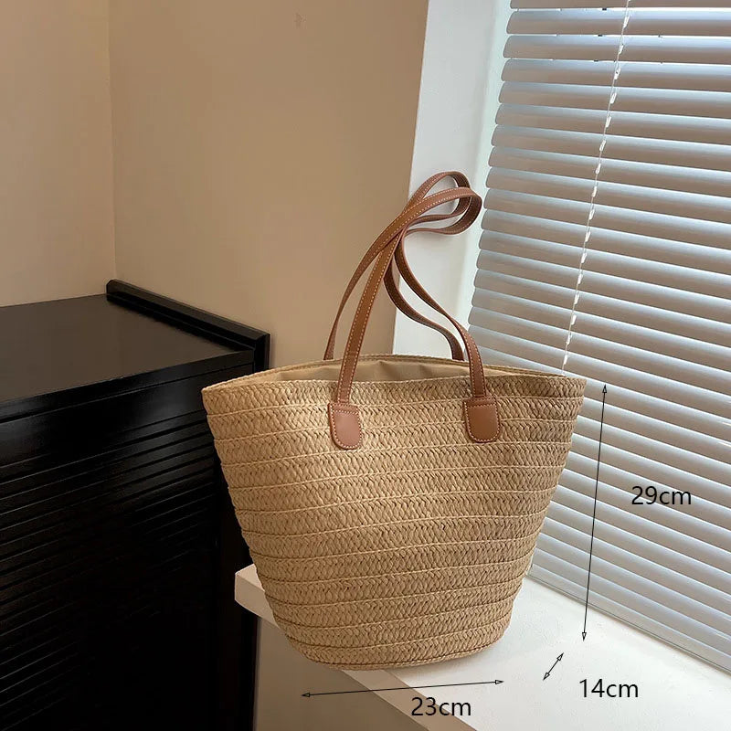 Handmade Straw Woven Shoulder Bag - Perfect for Beach & Travel
