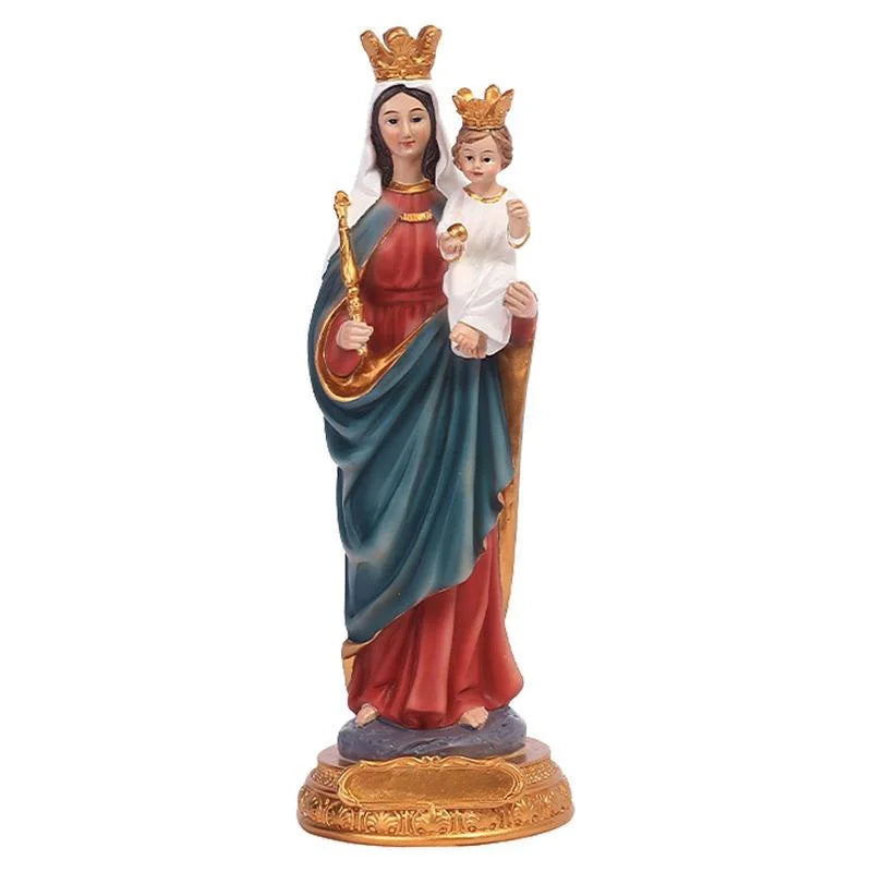 Elegant Virgin Mary & Jesus Resin Statue | Artful Religious Decor