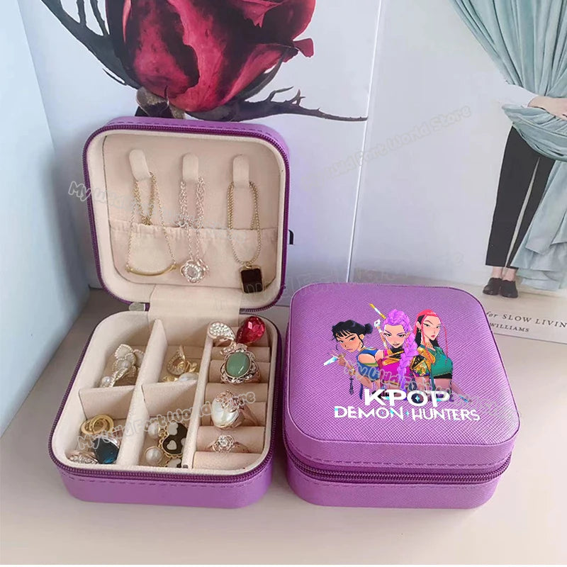 KPOP Jewelry Organizer Box - Stylish Travel Storage for Earrings & Necklaces