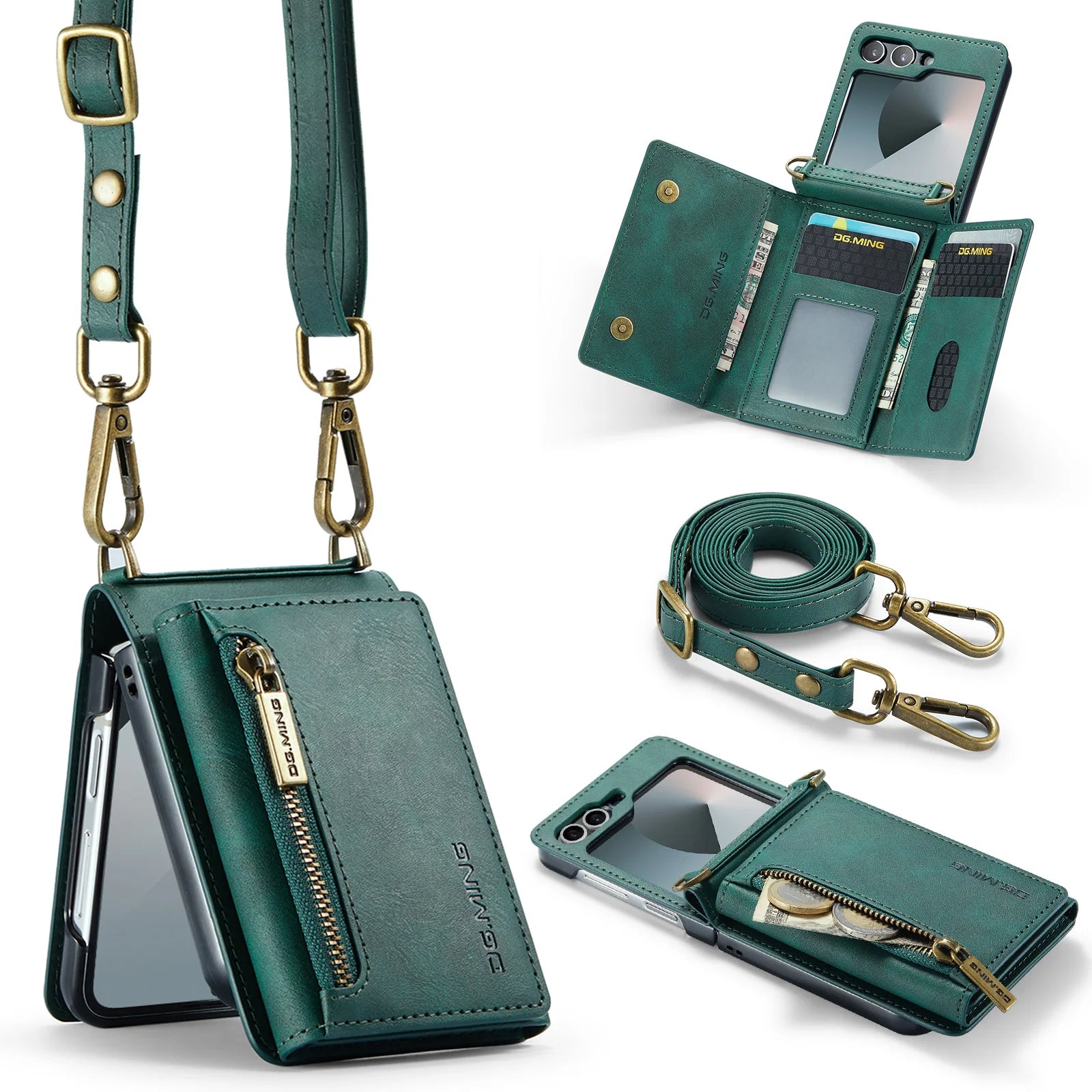 Luxury Leather Flip Wallet Case for Samsung Galaxy Z Flip Series