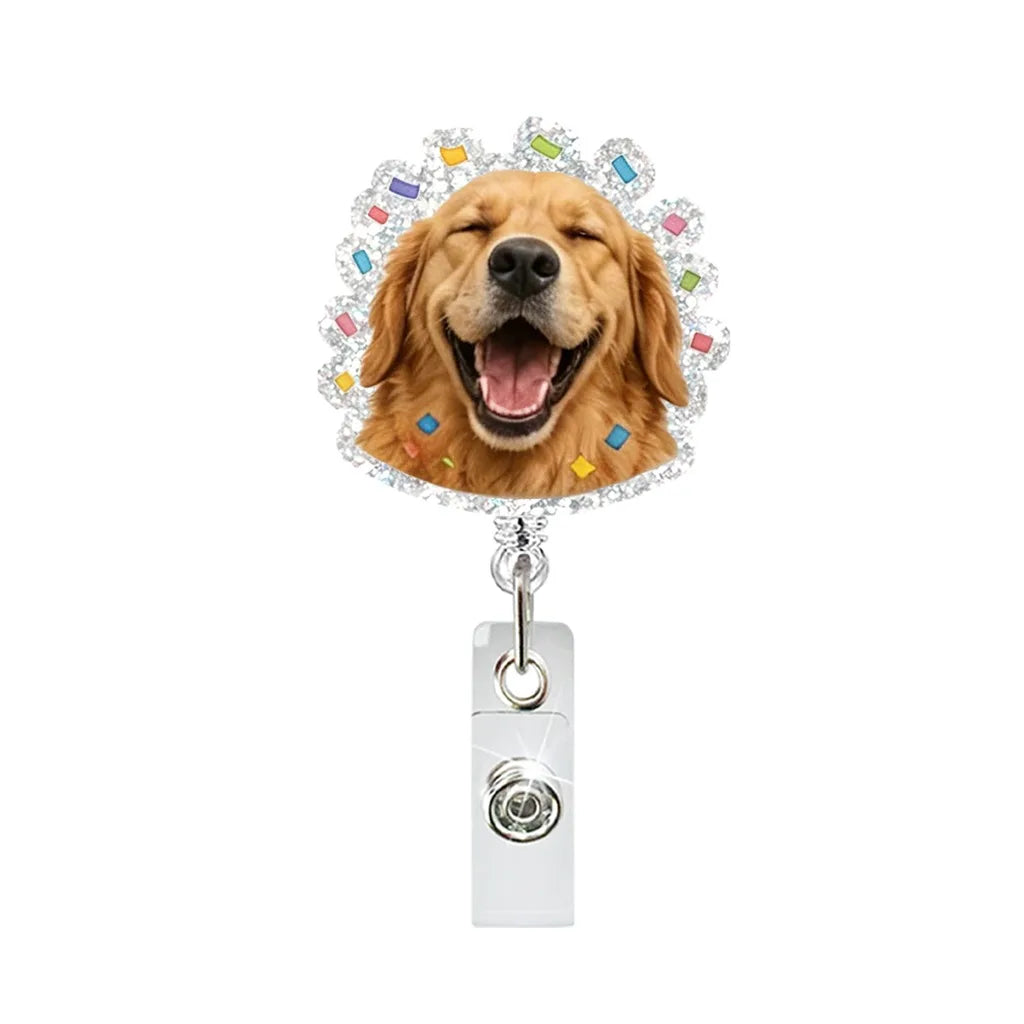 Funny Dog Pattern Retractable Badge Reel Clip for ID Cards