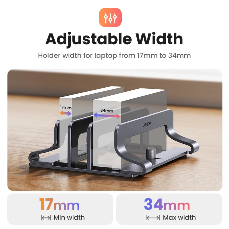 UGREEN Vertical Laptop Stand - Triple Slot Aluminum Holder